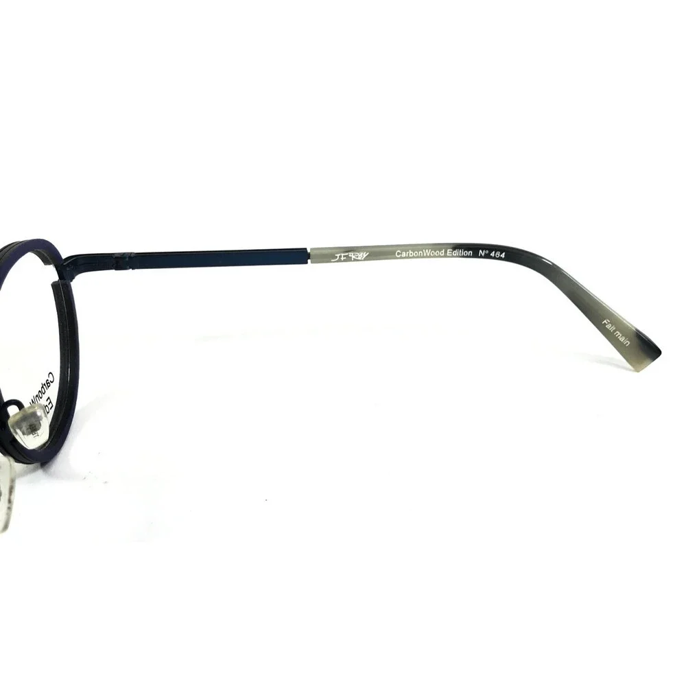 J. F. Rey Eyeglasses Frames JF2980 9520 Brown Wood Navy Blue Round 48-23-144